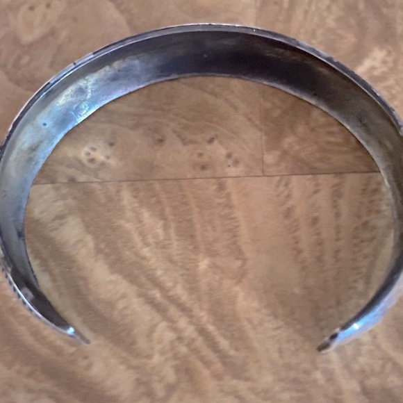 Vintage 50’s Navajo Sterling Silver & Turquoise Bracelet Cuff - Picture 3 of 9